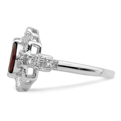 Sterling Silver Rhodium-plated Dark Red Marquise CZ Ring - 2