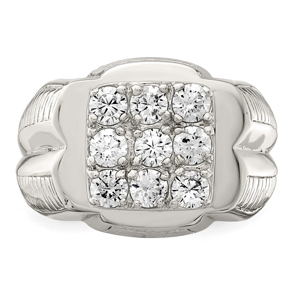 Sterling Silver Rhodium-plated Men's CZ Ring - 11