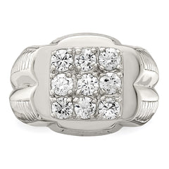 Sterling Silver Rhodium-plated Men's CZ Ring - 11