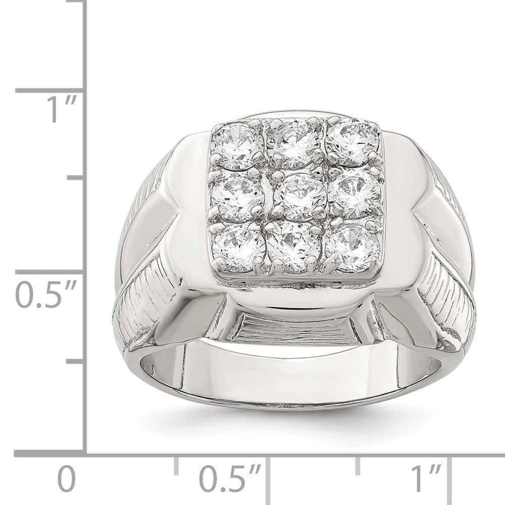 Sterling Silver Rhodium-plated Men's CZ Ring - 12