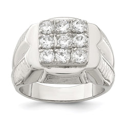 Sterling Silver Rhodium-plated Men's CZ Ring - 11
