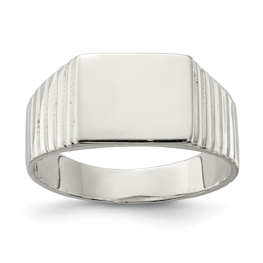 Sterling Silver 10x12mm Open Back Signet Ring - 2