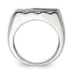 Sterling Silver Rhodium-plated Men's Onyx Ring - 10