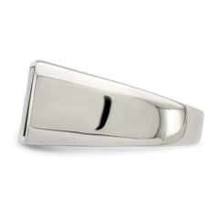 Sterling Silver Rhodium-plated Men's Onyx Ring - 10