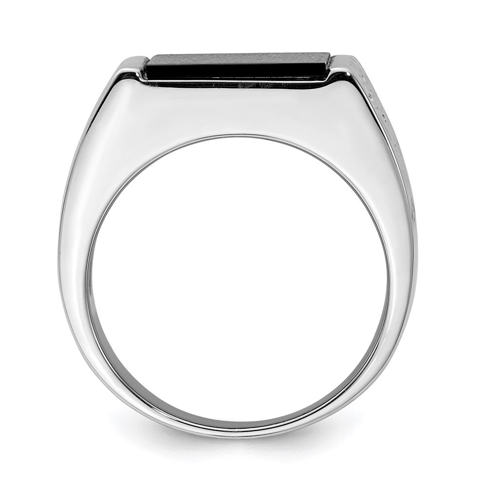 Sterling Silver Rhodium-plated Men's Onyx Ring - 13
