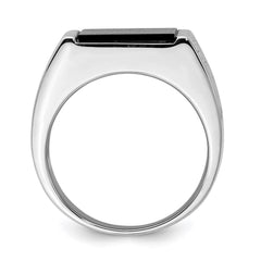 Sterling Silver Rhodium-plated Men's Onyx Ring - 13