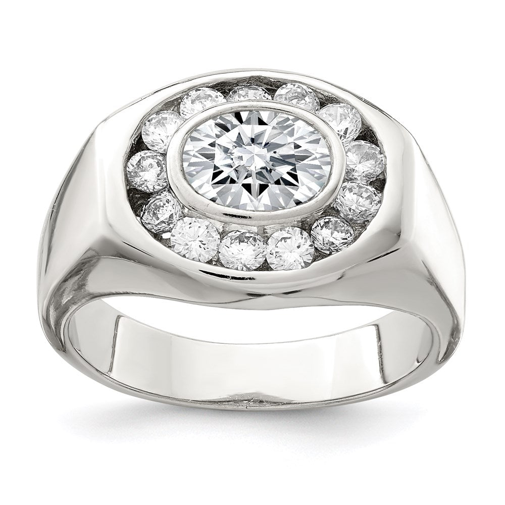 Sterling Silver Rhodium-plated Men's CZ Ring - 3