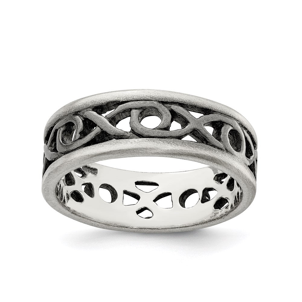 Sterling Silver X&O Design Ring - 2