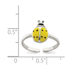 Sterling Silver Enameled & Polished Lady Bug Toe Ring