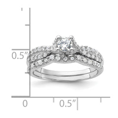 Sterling Silver Rhodium-plated 2-Piece CZ Wedding Set Ring - 10