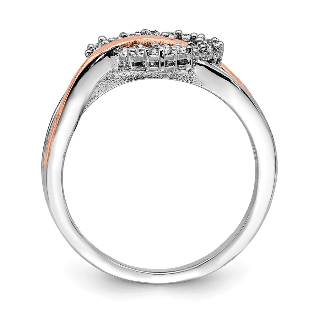 Sterling Silver and Vermeil Polished CZ Heart Ring - 3