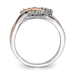 Sterling Silver and Vermeil Polished CZ Heart Ring - 3