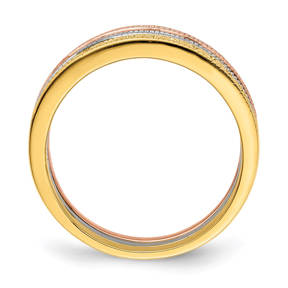 Sterling Silver Vermeil Polished Trio CZ Rings - 3