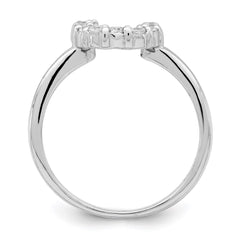 Sterling Silver Rhodium-plated Polished U Shaped Clear CZ Ring - 3