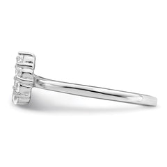Sterling Silver Rhodium-plated Polished U Shaped Clear CZ Ring - 3