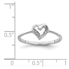 Sterling Silver Rhodium Polished Diamond Accent Heart Ring - 3