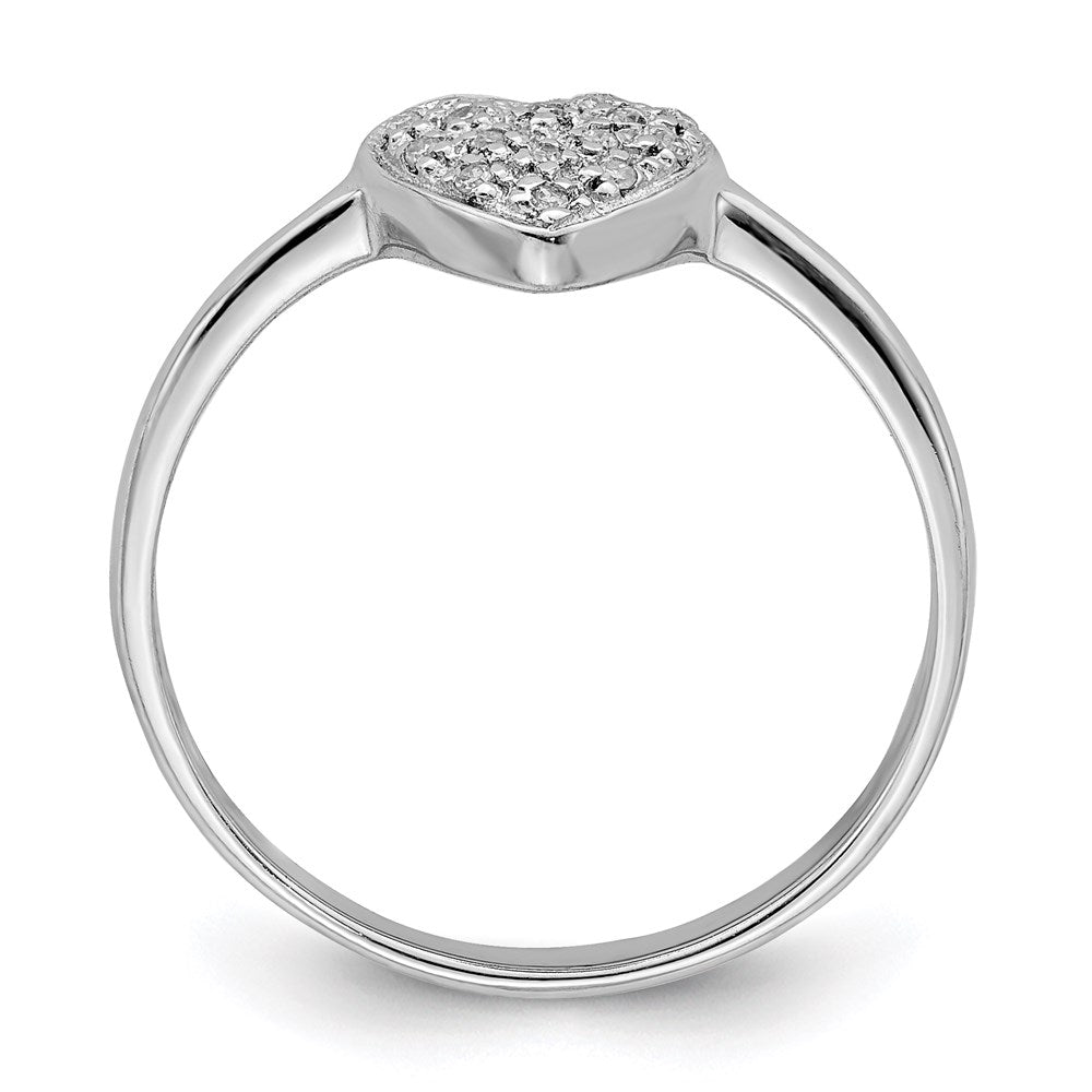 Sterling Silver Rhodium Polished Diamond Heart Ring - 3