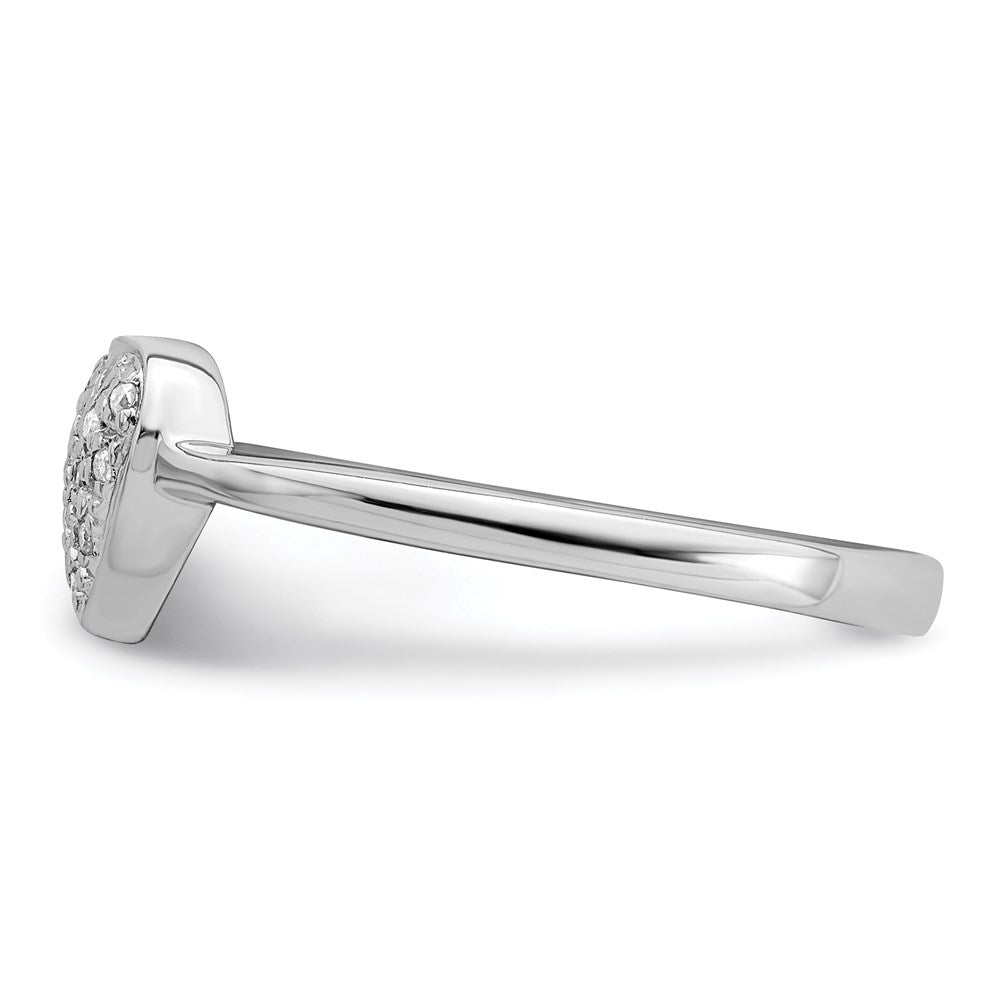 Sterling Silver Rhodium Polished Diamond Heart Ring - 3