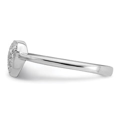 Sterling Silver Rhodium Polished Diamond Heart Ring - 3
