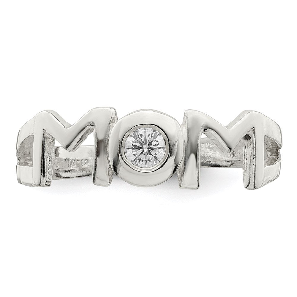 Sterling Silver & CZ Polished Mom Ring - 3
