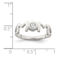 Sterling Silver & CZ Polished Mom Ring - 3