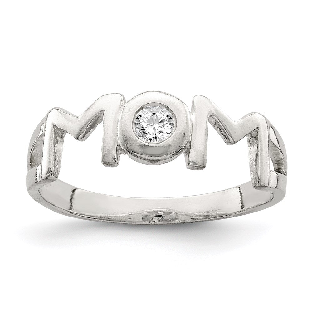 Sterling Silver & CZ Polished Mom Ring - 2