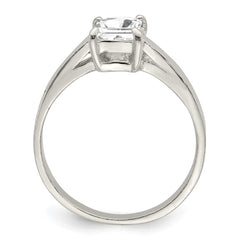 Sterling Silver Solitaire Emerald CZ Ring - 2