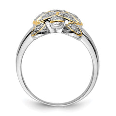Sterling Silver Rhodium-plated CZ and Flash Gold-Plated Turtle Ring - 2