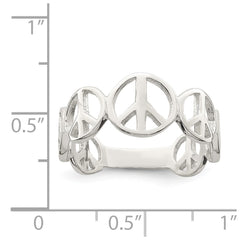 Sterling Silver Polished Peace Ring - 2