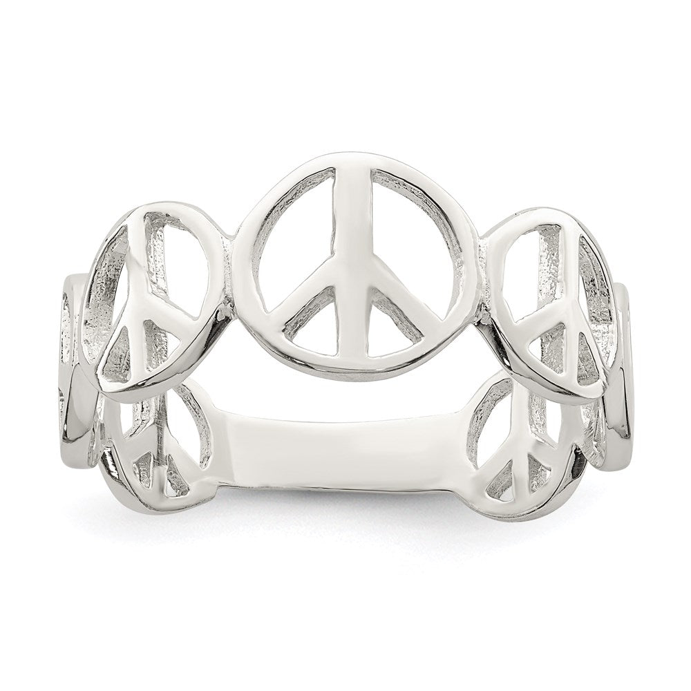 Sterling Silver Polished Peace Ring - 2
