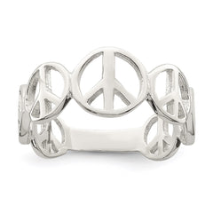 Sterling Silver Polished Peace Ring - 2