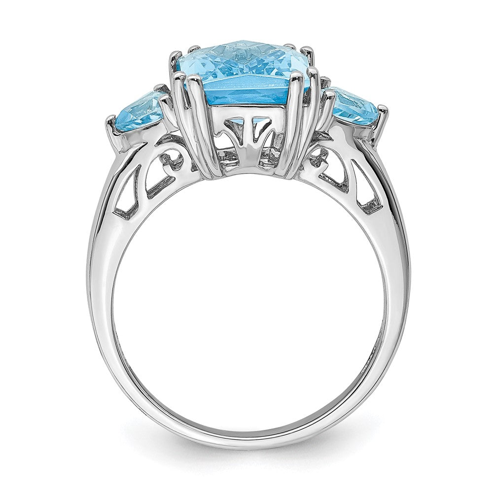 Sterling Silver Rhodium Checker-Cut Sky Blue & Sky Blue Topaz Ring - 2