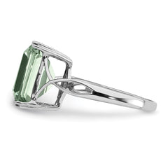 Sterling Silver Rhodium Green Quartz Ring - 9