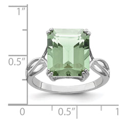 Sterling Silver Rhodium Green Quartz Ring - 9