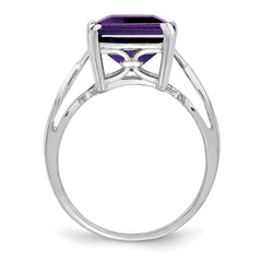 Sterling Silver Rhodium-plated Amethyst Ring - 23