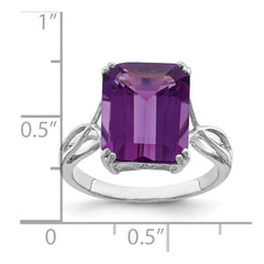 Sterling Silver Rhodium-plated Amethyst Ring - 22