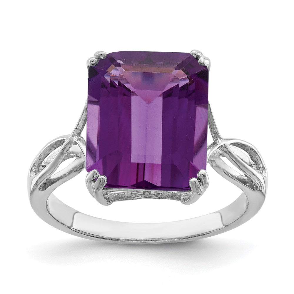 Sterling Silver Rhodium-plated Amethyst Ring - 23