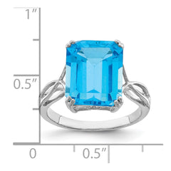 Sterling Silver Rhodium Blue Topaz Ring - 11