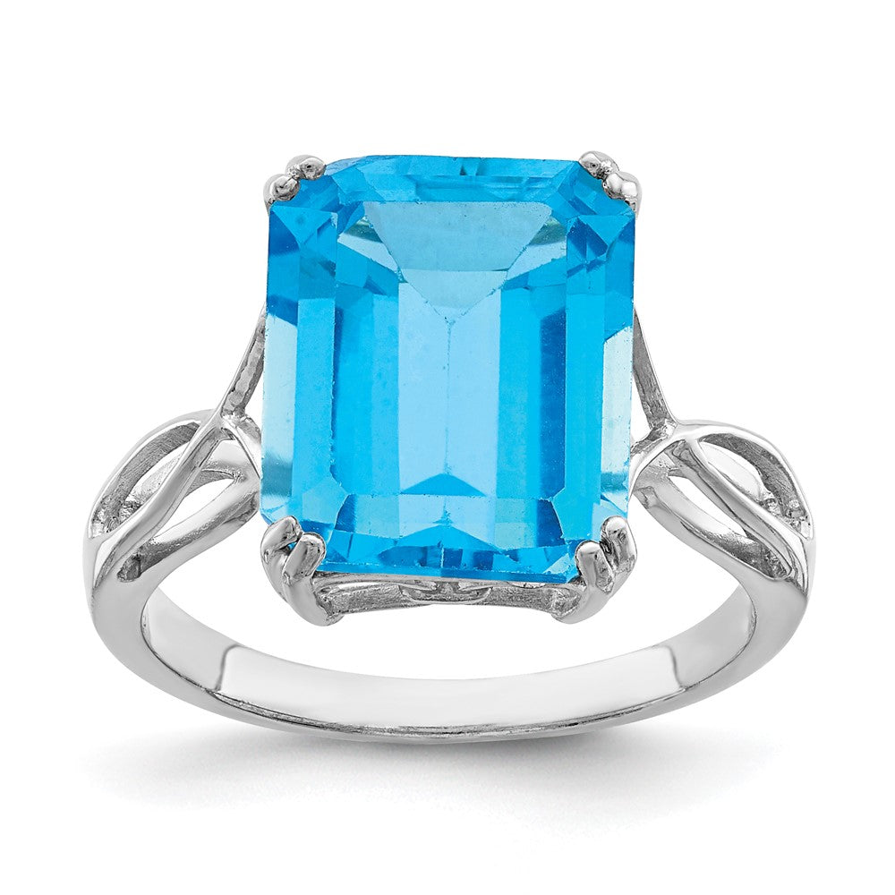 Sterling Silver Rhodium Blue Topaz Ring - 11