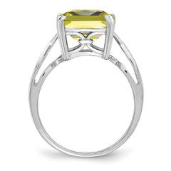 Sterling Silver Rhodium Lemon Quartz Ring - 4
