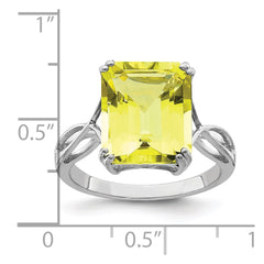 Sterling Silver Rhodium Lemon Quartz Ring - 2
