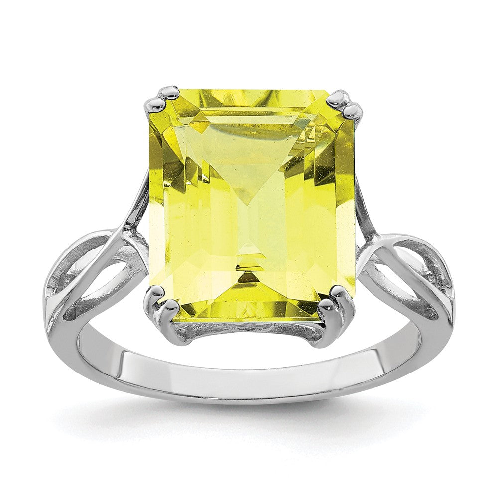 Sterling Silver Rhodium Lemon Quartz Ring - 4