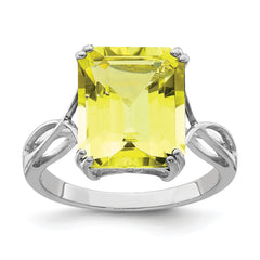 Sterling Silver Rhodium Lemon Quartz Ring - 4