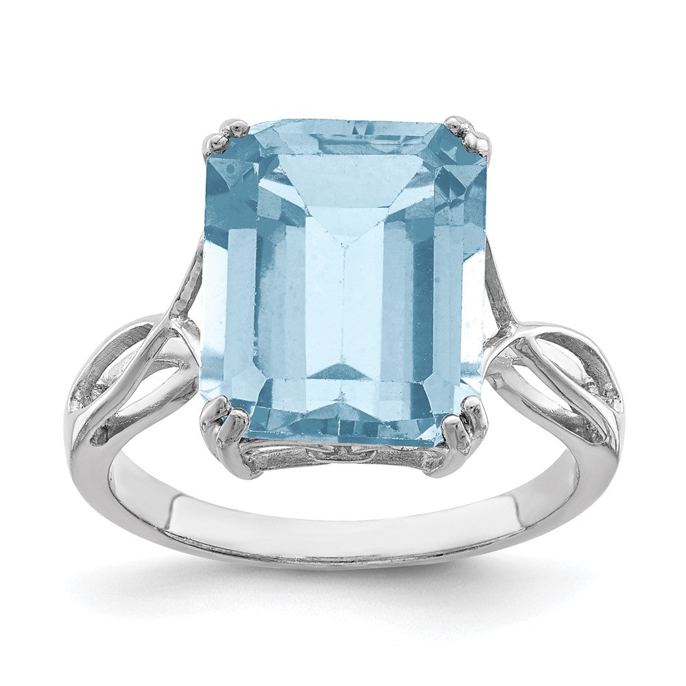 Sterling Silver Rhodium Sky Blue Topaz Ring - 6