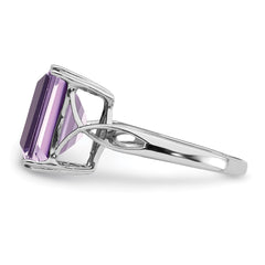 Sterling Silver Rhodium Pink Quartz Ring - 11