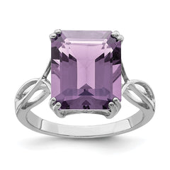 Sterling Silver Rhodium Pink Quartz Ring - 11