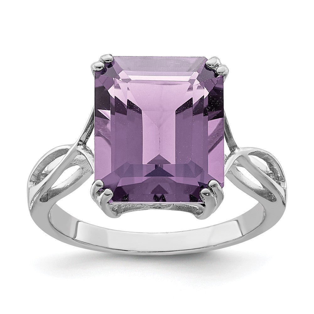 Sterling Silver Rhodium Pink Quartz Ring - 3