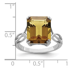 Sterling Silver Rhodium Whiskey Quartz Ring - 8