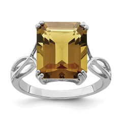 Sterling Silver Rhodium Whiskey Quartz Ring - 8