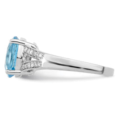 Sterling Silver Rhodium Diam. & Sky Blue Topaz Ring - 4